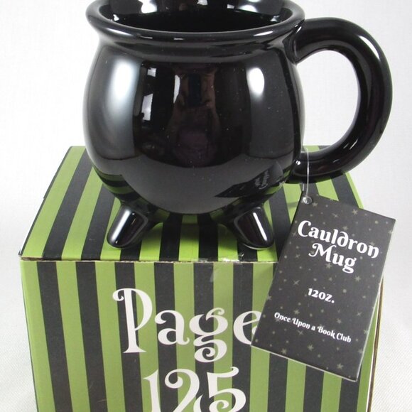 NIB Solid Black Ceramic Cauldron Mug Halloween, 12 oz., Once Upon A Book Club - Picture 4 of 4